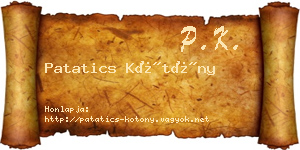 Patatics Kötöny névjegykártya